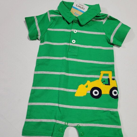Carter's NWT 6 month Green striped Romper. Mixed Bin Z27 - Picture 1 of 2